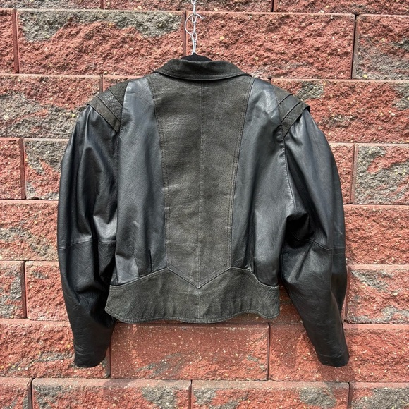 Vintage Leather Jacket Womens Large Maggie Lawrence Sport Edgy Moto Suede Button - Picture 8 of 12